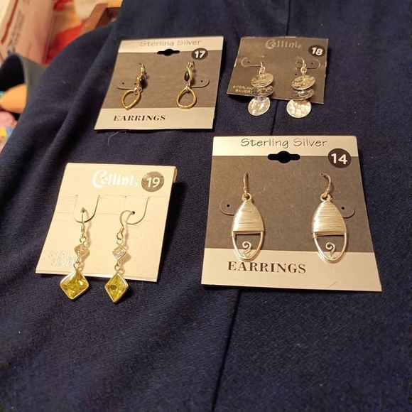 Elegant Sterling Silver and Gold Earrings Set - Picture 1 of 1
